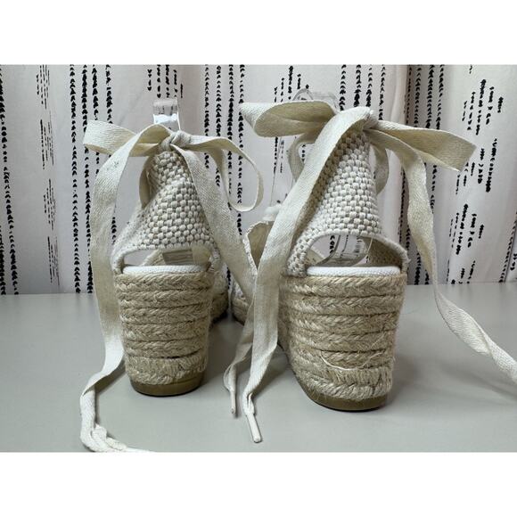 GAIMO Ankle Tie Wedge Espadrilles Sandals EU 40 US 9 Ivory Bridal Made In Spain - Picture 5 of 16
